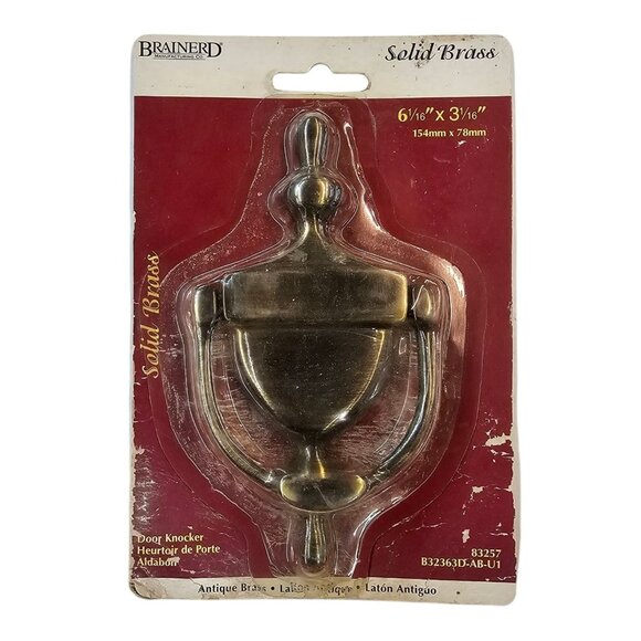 Brainerd Door Knocker Solid Antique Brass 6 1/16" x 3 1/16" NOS Part # 83257 - Picture 1 of 10